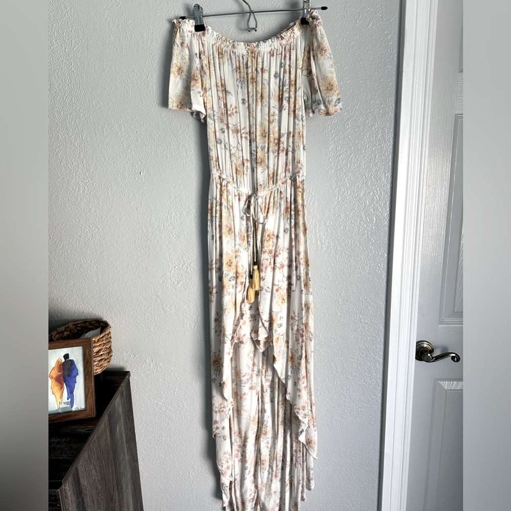 Xhilaration floral romper with flowy train
